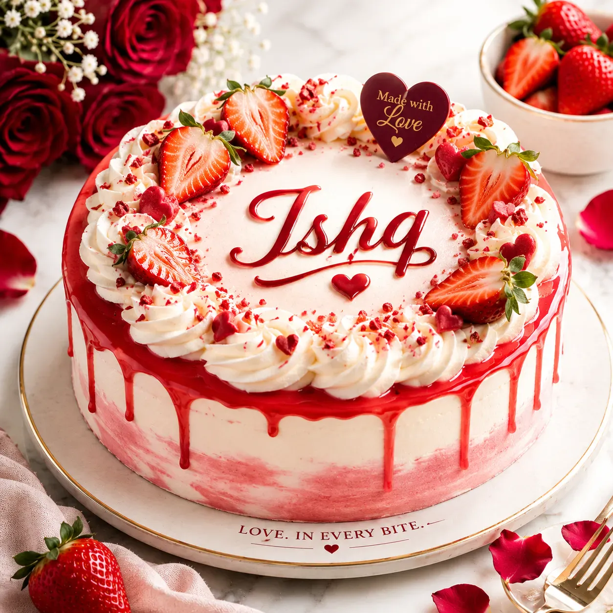 Ishq Eggless Strawberry Cream Cake – Woh Wali Bakery Indore